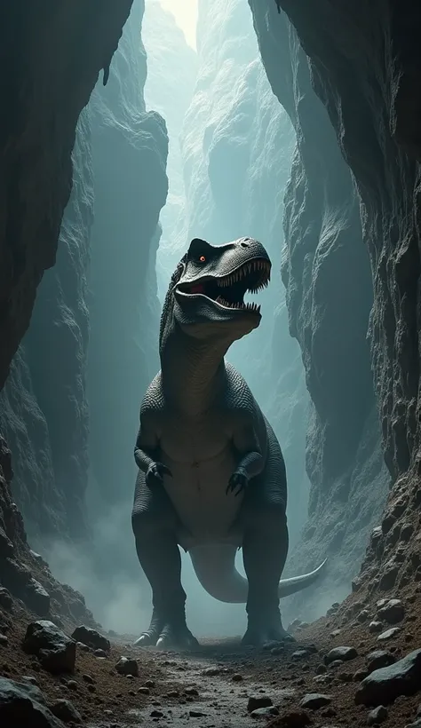 Suddenly the Tyrannosaurus rex arrives at the ULTRA MEGA HYPER large cave 