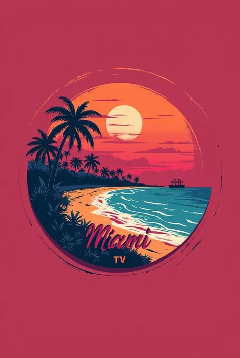 make a minimalist logo image in the Miami heat aesthetic, but written "Miami TV"