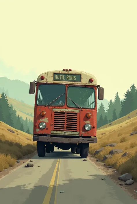 make a broken down bus on the road in 2d animation 