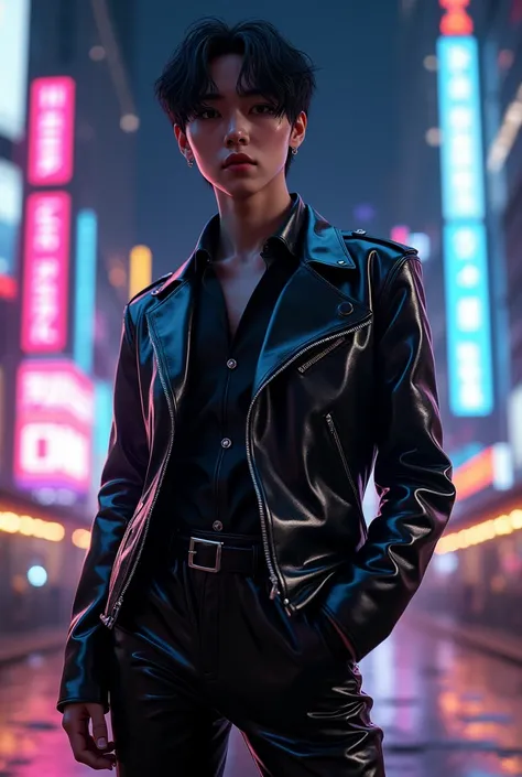 Create BTS Taehyung&#39;s image in latex in a city night 