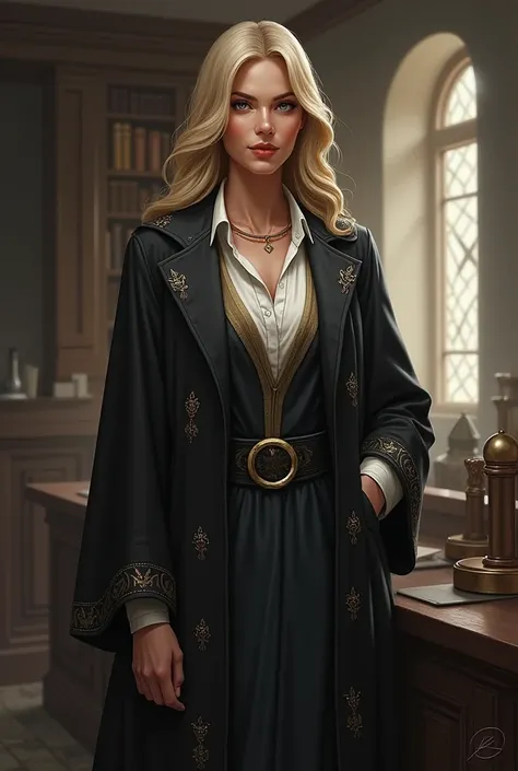 Create a detailed illustration of Halia Thornton, the ambitious and calculating leader of the Rockseeker Guild in the fantasy setting of Fandalin. Halia should be depicted as a strong and authoritative woman in her early 40s. She has a commanding presence,...