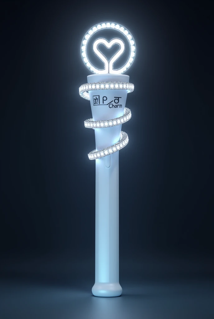 kpop lightstick but looks like magic wand. elegant and sophisticsted but cute. the stick is white, NOT TOO THIN and 15cm height. the stick has on or off button on it. On top of the stick is love. The love is chained with silver diamond chain. THE SILVER DI...