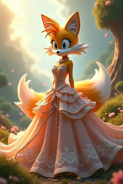 Tails in a beautiful dress