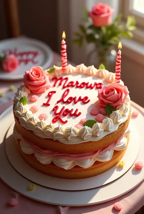 Birth day cake  wrote on marowa i love you
