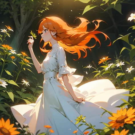 Herbs、Orange Haired、White dress, I can&#39;t see your face、laughing、Long Hair