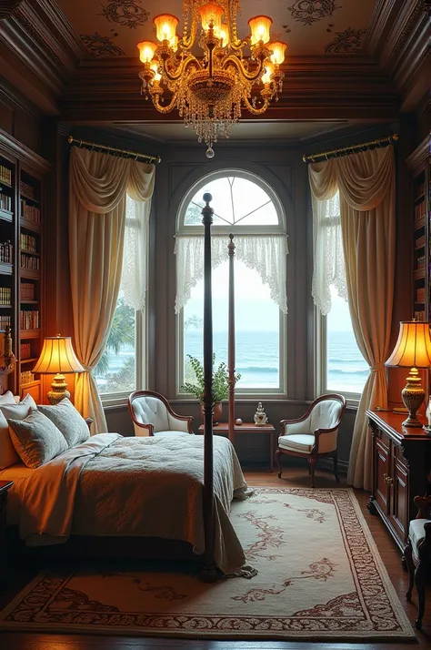 I want to create an old money themed room with a marine aesthetic theme for an 1 girl