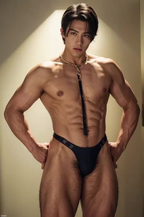 (Chun li in mape version) , ((only boy , only male, unrealistic wide hips, unrealistic wide pelvis )),  sexy , nsfw ,  eroticism , hips , thighs ,  full length shot(fls) , (gay , gay focus) , This photorealistic portrait combines the style of National Geog...