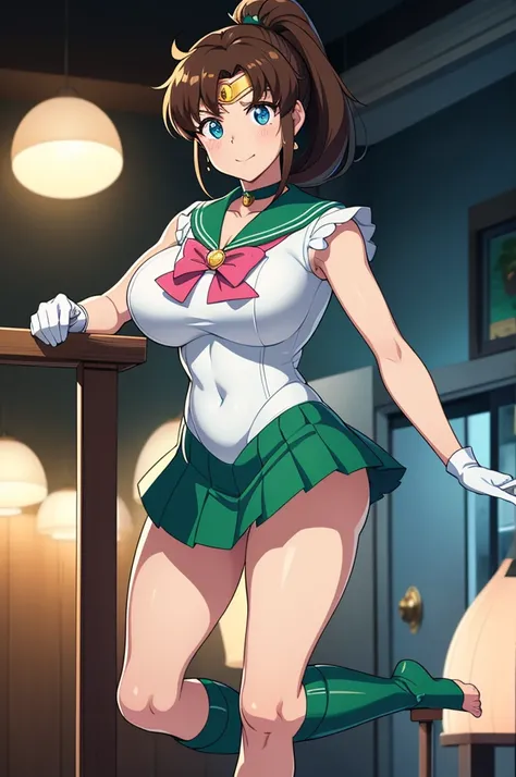 View your viewers, Have a look at this、Looking into the camera、Sailor Jupiter、Hmph , Thigh opening、Spread your legs、Spread your legs、barefoot、face exposed to light、Raise one leg、Sparkling eyes、Vivid eyes、Clear contours、Clear contours、Clear contours、Detaile...