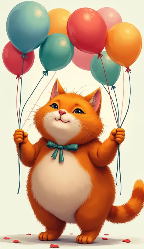 *
*Ginger Cat with Balloons:**  
   "An extra-large, fat ginger cat with a human-like teenage face is holding a bunch of colorful balloons. The cat is wearing a stylish dress and has a delighted expression, celebrating the YouTube milestone."

