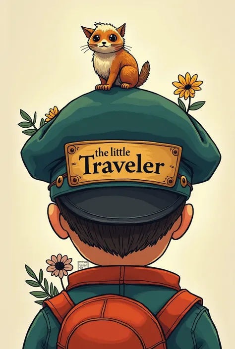 Cap with a sign that says the little traveler 