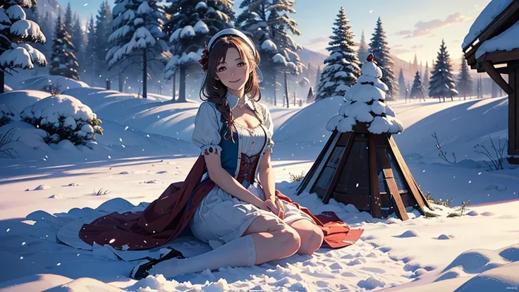 ((masterpiece,best quality,ultra detailed,ultra high res)), (mastepiece, Best Quality, Ultra-detailed, Photorealistic, extremely delicate and beautiful),
Alice in Wonderland, at winter, Playing in the snow, Happy smile, Very beautiful girl, correct facial ...