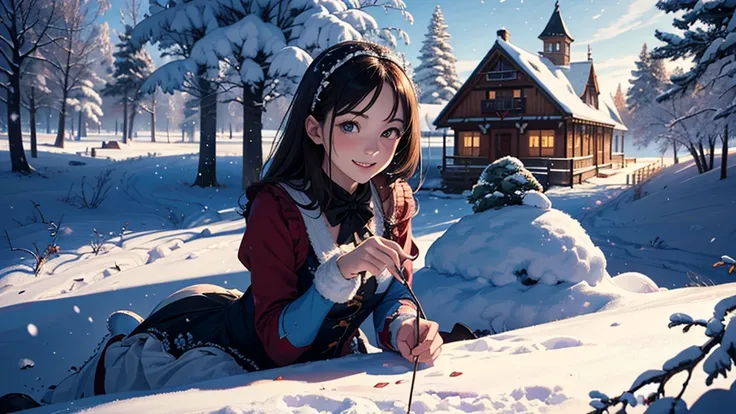 ((masterpiece,best quality,ultra detailed,ultra high res)), (mastepiece, Best Quality, Ultra-detailed, Photorealistic, extremely delicate and beautiful),
Alice in Wonderland, at winter, Playing in the snow, Happy smile, Very beautiful girl, correct facial ...