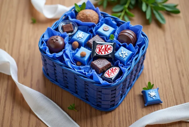 Create a chocolate bis basket with kit kat