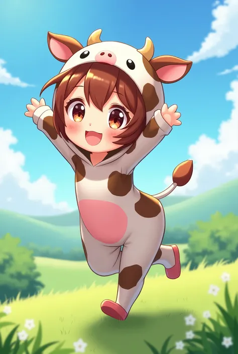 Uraraka in a cow costume