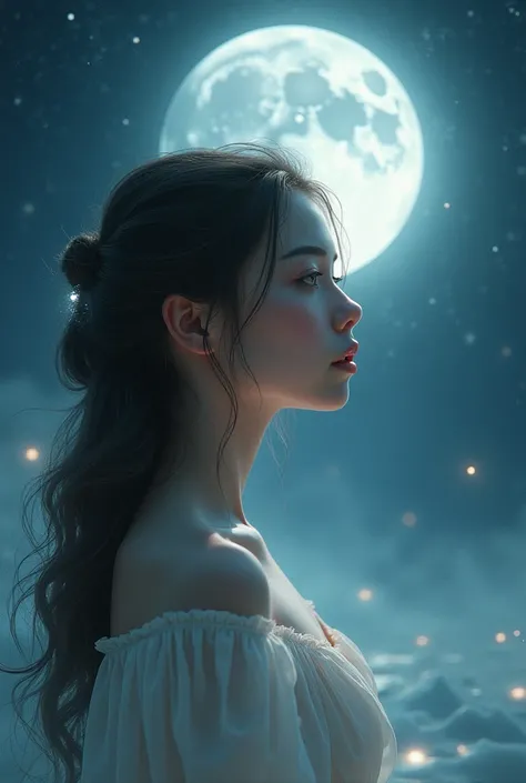 A girl by the moon