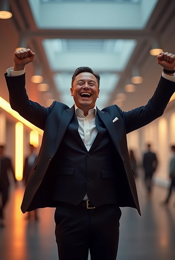 Elon Musk celebrating his success 