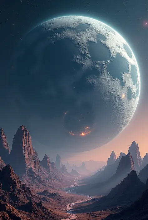 Moon of another planet in 3d