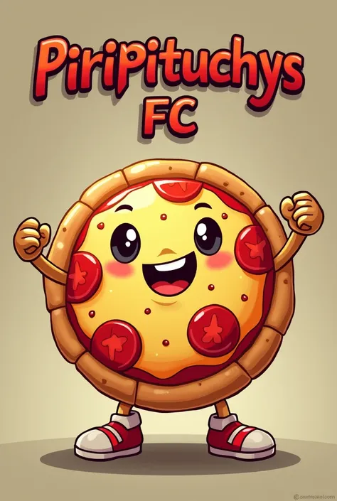 I like that pizza mascot, make it smaller and with the team name Piripituchys Fc 