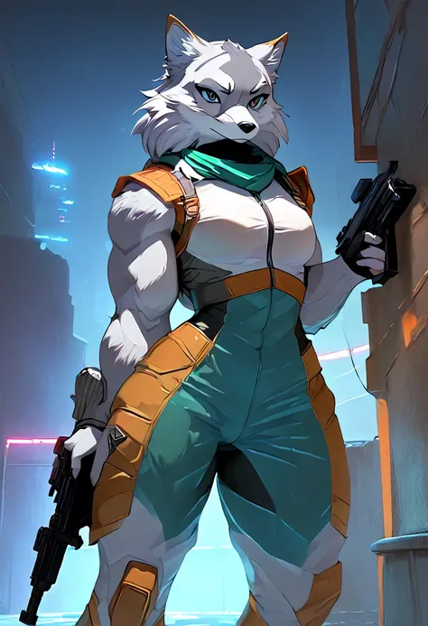 krystal,alyx,half-life,star fox,female furry,buff,muscular,quake mood,equipped with firearms, a powerful physique, inspired by t...