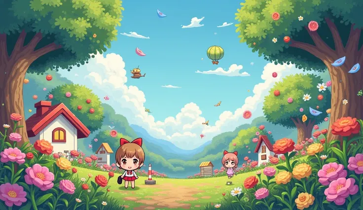 Pixel Art, pixelated, detailed pixel art, pixel art style, pixel art, 8bit, lowres, scanlines, Art lighting, contrast color, photorealistic, detailed, composition, (Pixel art, chibi, flowers, toys)