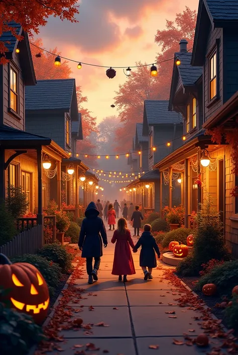 A street at halloween