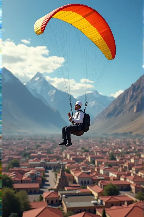 Make an executive chef paragliding over the city of Potosí Bolivia 