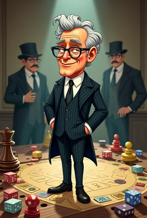 Carl Fridrigh Gauss in cartoon board game mafia in dark beige 