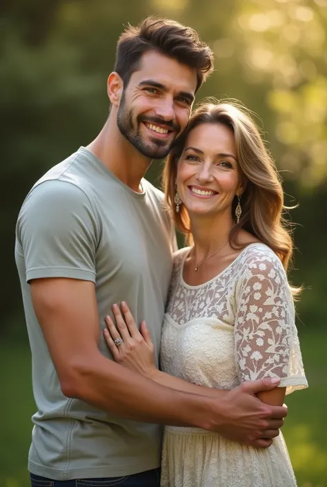 A handsome guy picture with his beautiful mom