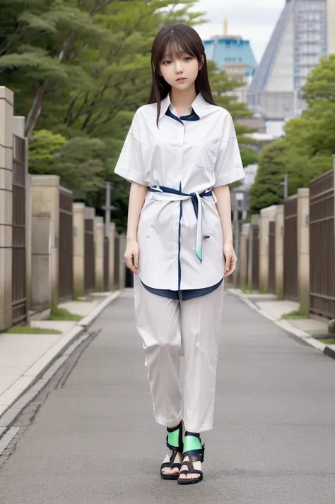 full_body, standing, sandals, (shirt), pants, (eyptian pyramids), (tsubasa_hazuki: 1.2), perfect face, (contact iris: 1.1), pale skin, skin pores , depth of field