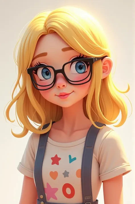 Generate a girl with glasses and is blonde from Roblox