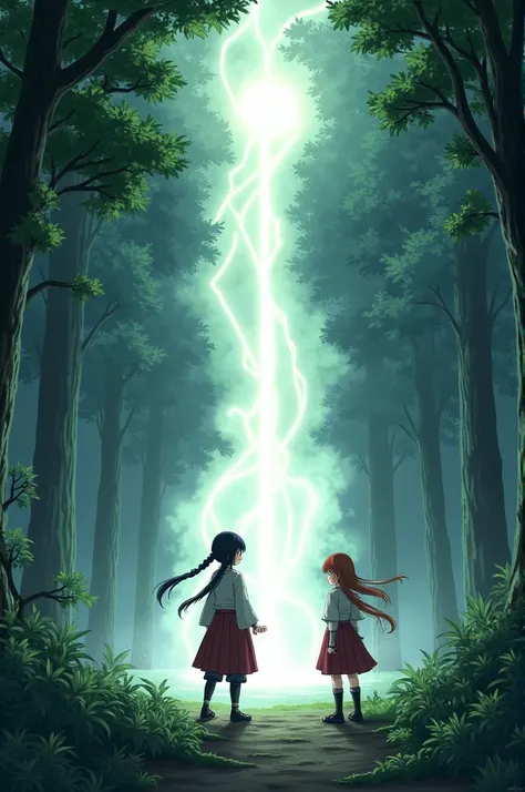 Sakura and Hinata are training in a quiet forest. After a few intense moves, Sakura notices a strange scroll on the ground. Her curiosity gets the best of her.
Look at this, Hinata! This scroll... It looks ancient.
Maybe we shouldn’t. It could be dangerous...