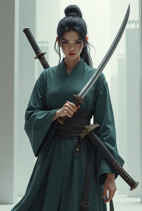 1girl,solo,holding weapon,katana, 