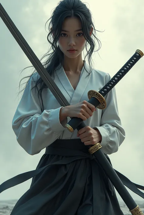 1girl,solo,holding weapon,katana, 