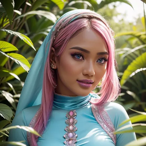 POV: Standing prostitute: 1.5 (((NSFW Girlsis naked and nude, pink tits))), Realistic, 3 malay girls, hijab, face enhancement, face extra large zoom, selfie, look up, stare at me, cleavage emphasis, smile, sit on bed, wear pastel color Lace Satin Cami Nigh...