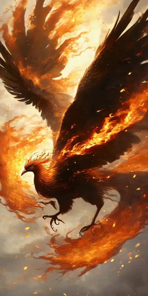 solo,the mythology bird phoenix also known as the fenghuang is a divine figure bird with a body made of beautiful flames, the wh...