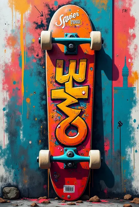 A graffiti of a skateboard