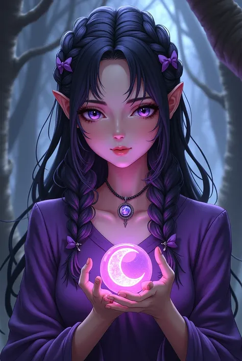 create an icon for each of the following skills  *Detection and Revelation Magics:* Specializes in magic that reveals secrets and hidden clues, hoping to find traces of his brother., the description of the woman is: Kazi has an ethereal beauty typical of h...