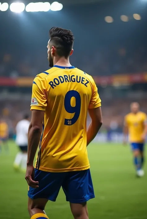 A football shirt number that says Rodriguez 9 