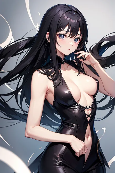 Black Hair、Small breasts、Thin arms