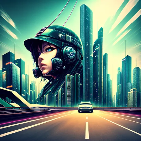 drive、city、Expressway、cyber punk