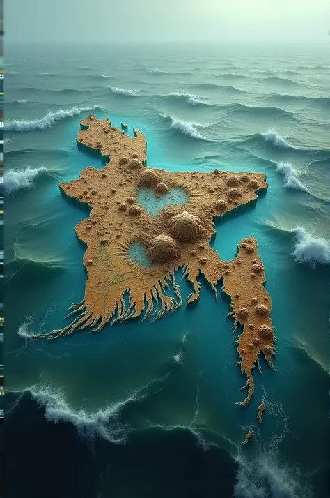 Bangladesh map submerged in water