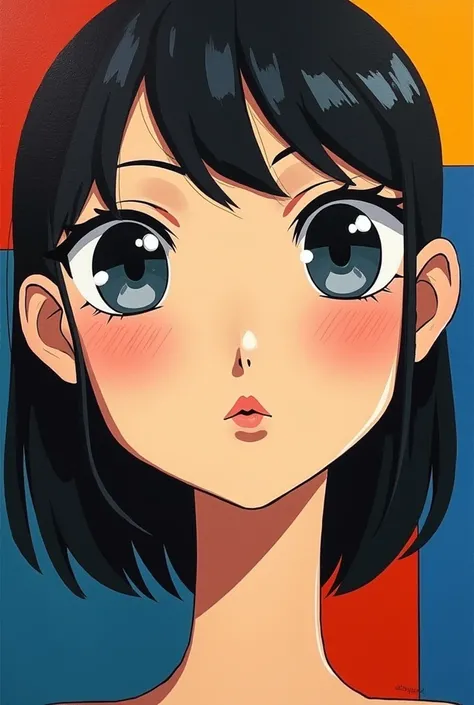 an anime waifu face in cubism art