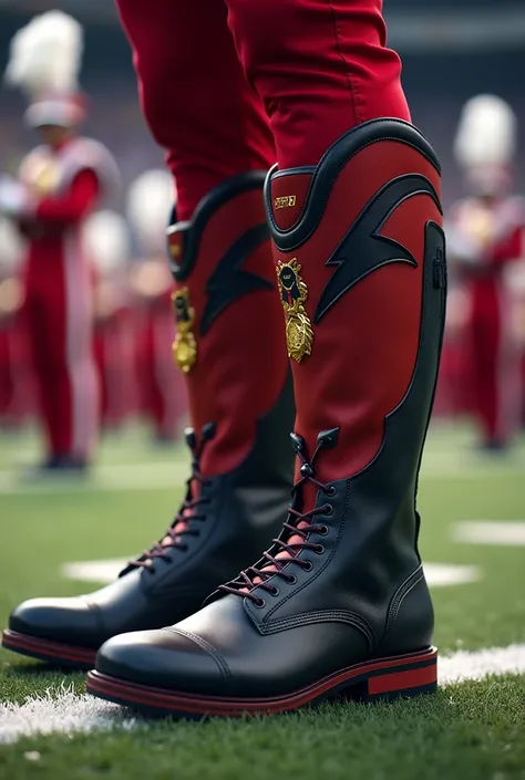 Provide the image of the boots that the  JSU sonic boom of the south uses right now in 2024 the boots that they use in the marcing band