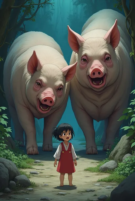 chihiro in spirited away see her parents turn into pig and eating