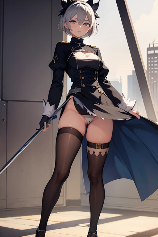 Torn tights, 2b, masterpiece,((Cutter)),uniform,undress