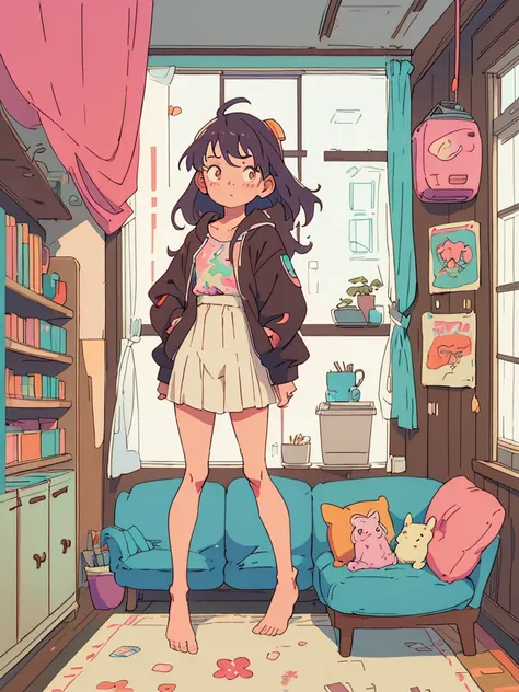 1gril, ((full body)), (best quality), cozy room, table, cofee, sofa, book, anime, girl, bedroom, window, bed, window, window, window curtains, window, window, curtains, window, curtains, curtains, curtains, curtains, lofi girl, lofi art, lofi artstyle, lo-...