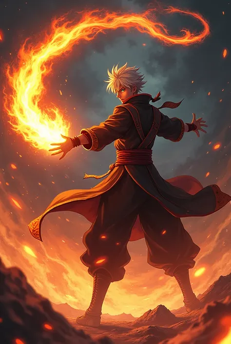 Yuji itadori the jujutsu kaisen character with the sixth eye of satoru gojo who uses the fire power of the king of plagues ryomen sukuna. An arrow of fire 