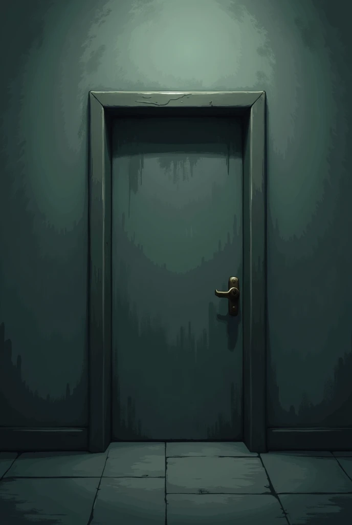 You could create an image that is an icon for a game called testing place and you would like this icon to have a minimalist door that has horror touches..