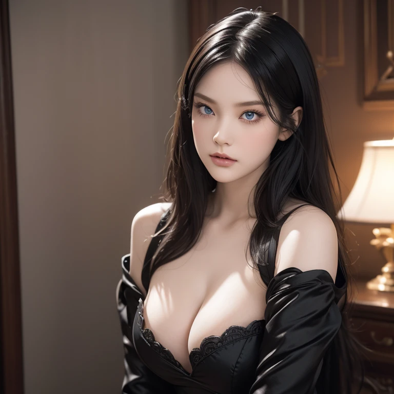 full body masterpiece, ultra realistic, 16k, high quality, incredibly detailed, dream aesthetic, dream atmosphere, cinematic, (sharp focus : 1.5), (photorealistic : 1.3), gothic (Gorgeous gothic girl), female beauty, defined jaw, square face, wonderful got...