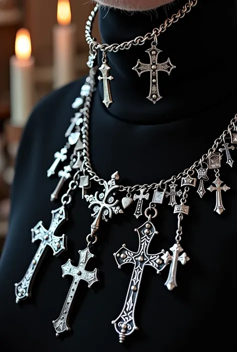 Gothic Jewelry with Crosses and Charms in Chrome Hearts Style 